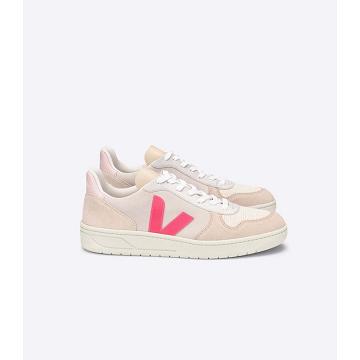 Beige Women's Veja V-10 SUEDE Sneakers | AU 642XYU